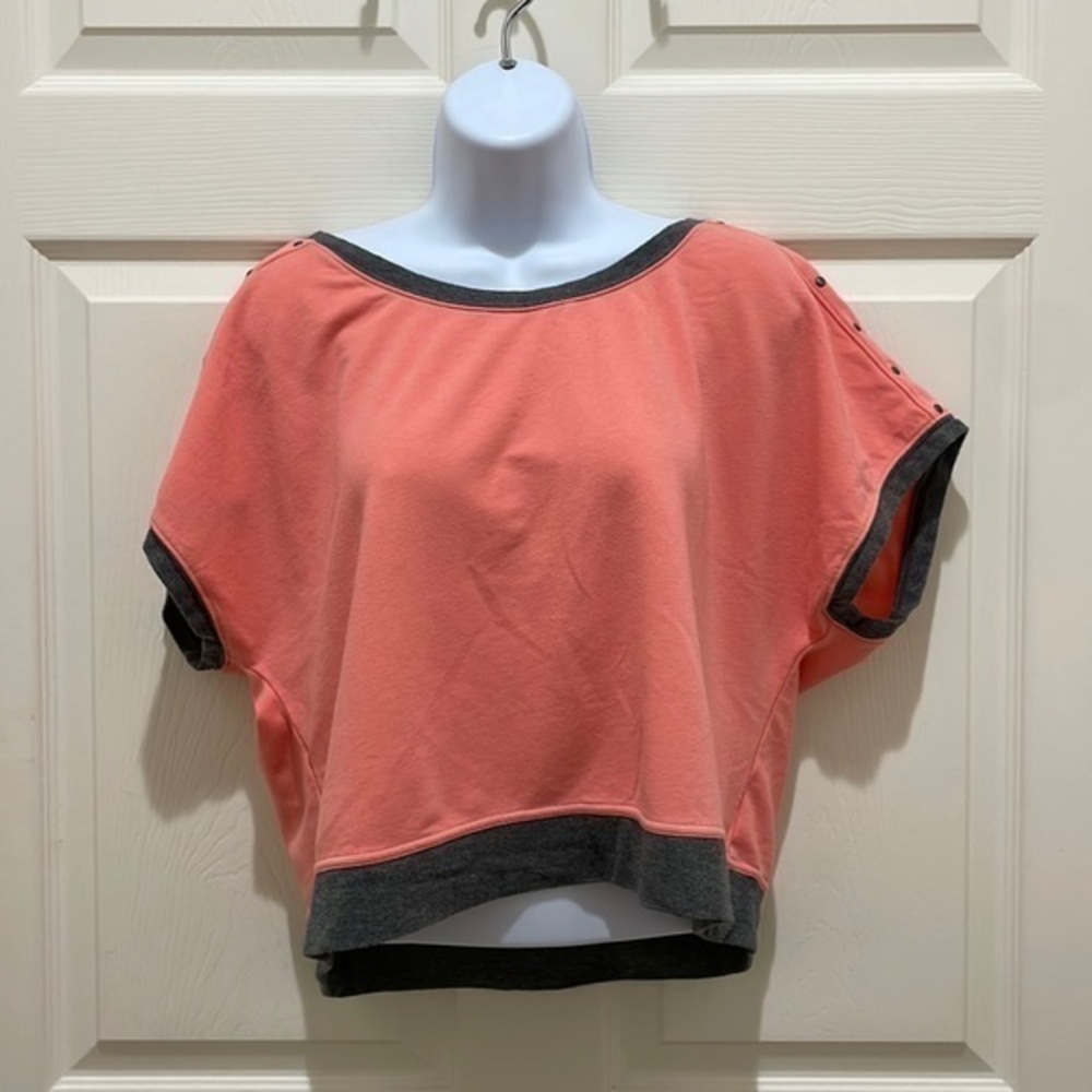 Unity Peach & Gray Open Back Crop Athletic Top